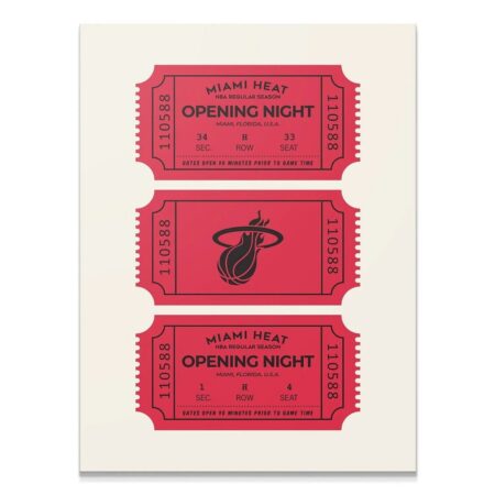 Full view of the retro Tickets - Heat art print on a light background, showcasing three distinct stub designs.