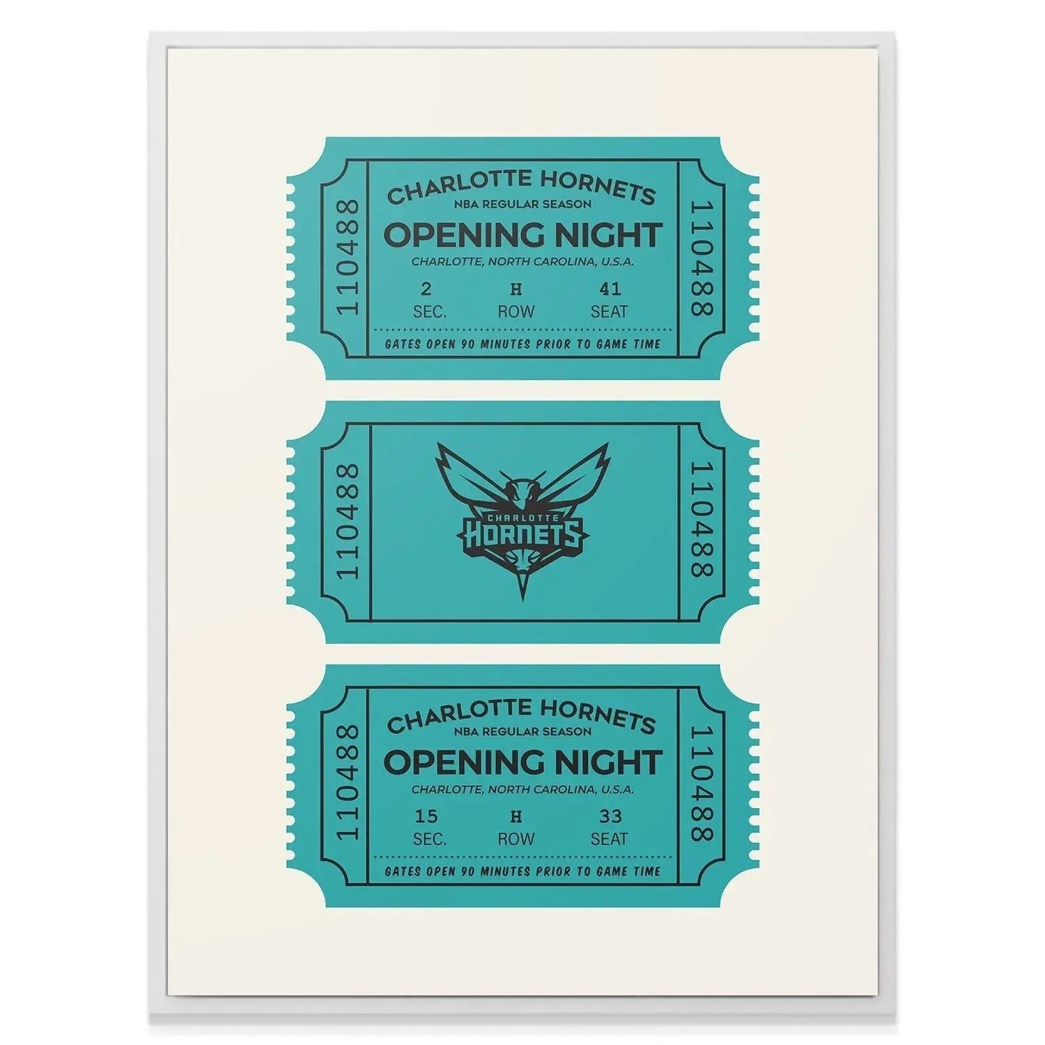 View of the matte paper texture used for the high-quality reproduction of the Tickets - Hornets artwork.