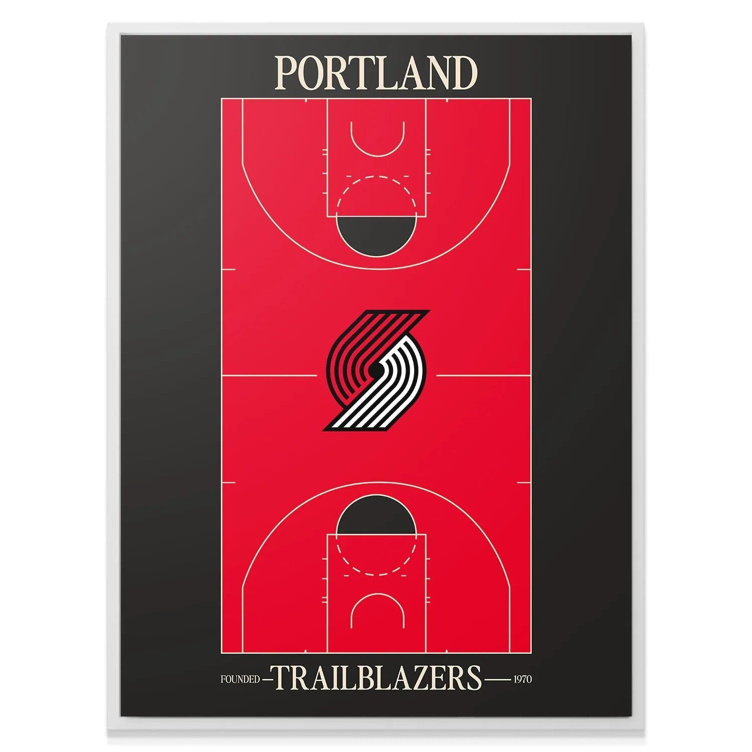 High-angle shot of the iconic pinwheel logo at the center of the print: Top Court Design - Blazers.