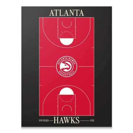 Full vertical view of the schematic Top Court Design - Hawks basketball arena print.