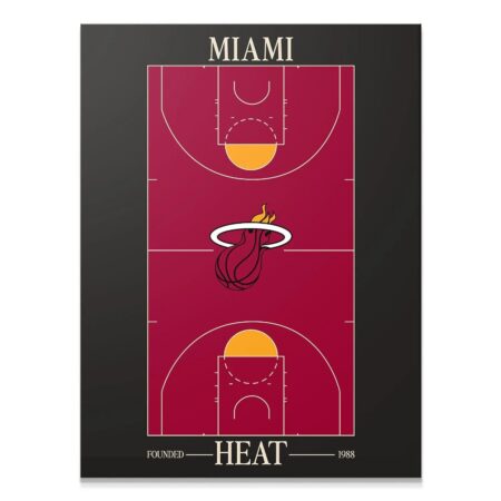 Full overhead view of the Top Court Design - Heat minimalist basketball court poster.