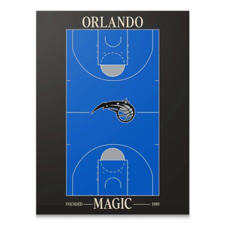 Full overhead view of the blue Orlando court schematic: Top Court Design - Magic.