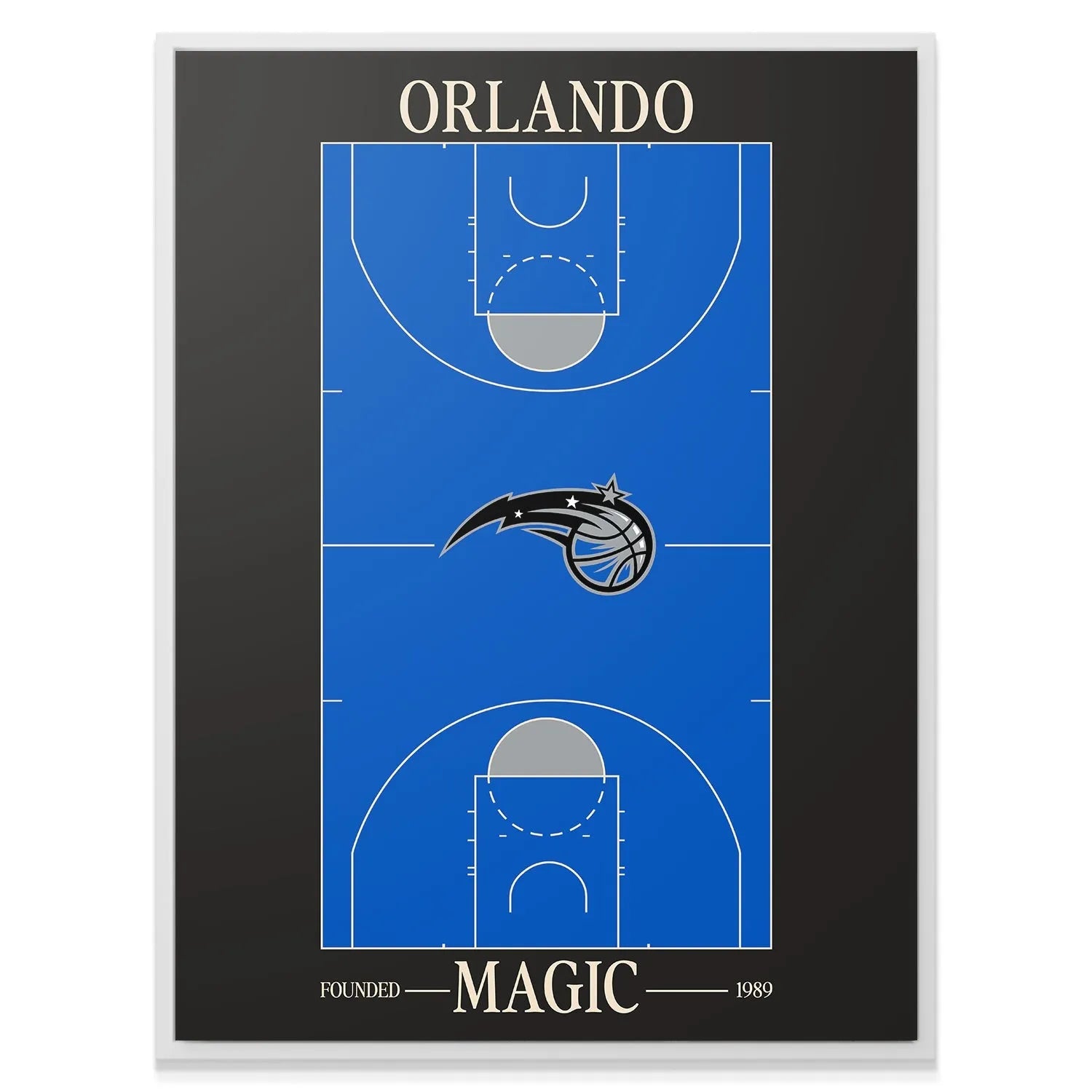 Stylish room setting displaying the framed Top Court Design - Magic artwork.