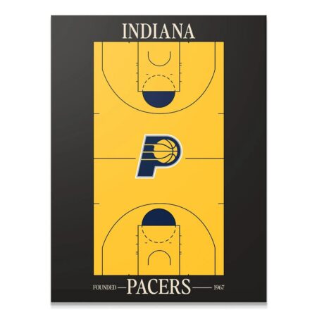 Full overhead view of the Top Court Design - Pacers basketball arena print, featuring a clean black border.