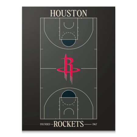 Full view of the 'Top Court Design - Rockets' minimalist basketball court poster art.