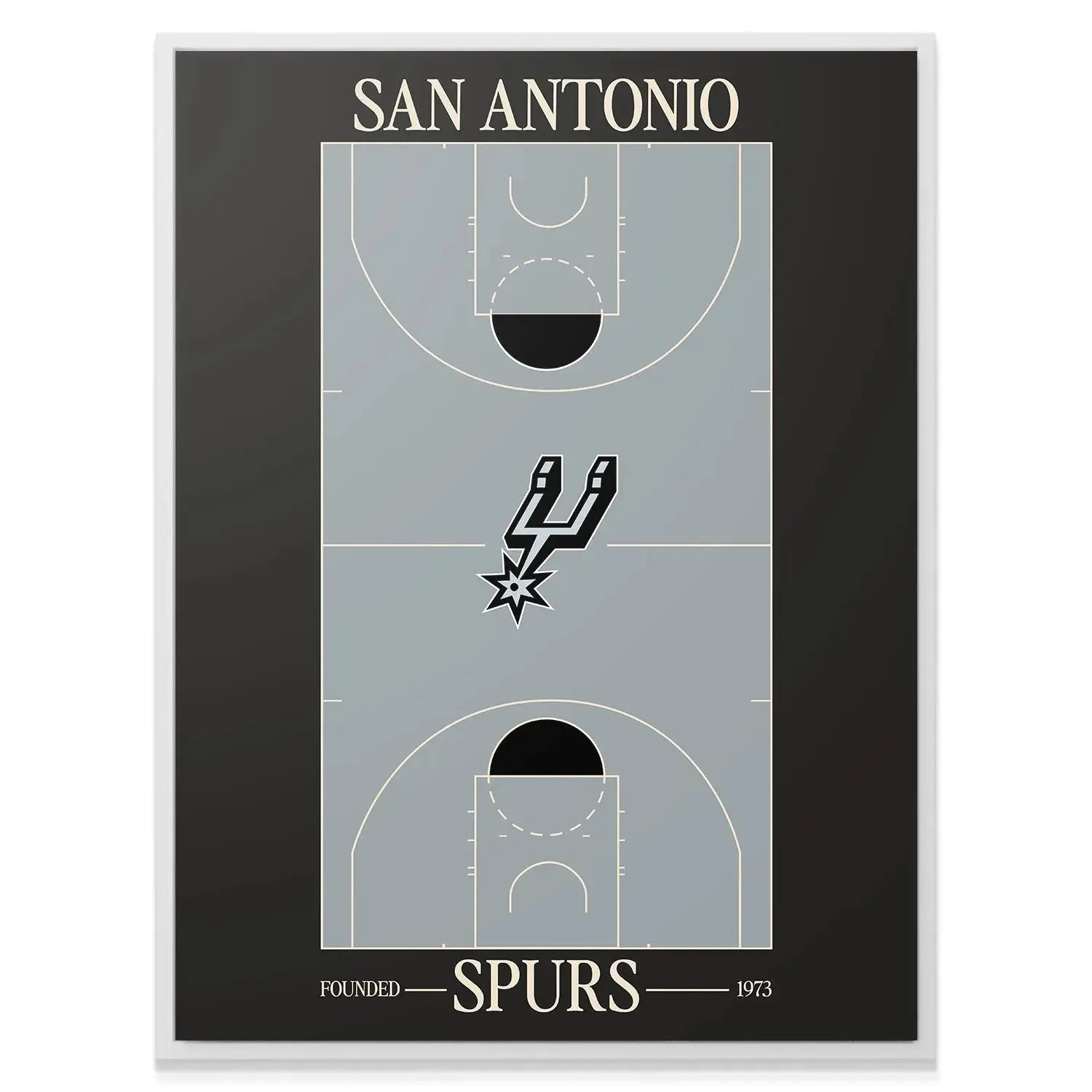 Full overhead shot displaying the entire Top Court Design - Spurs court blueprint artwork.