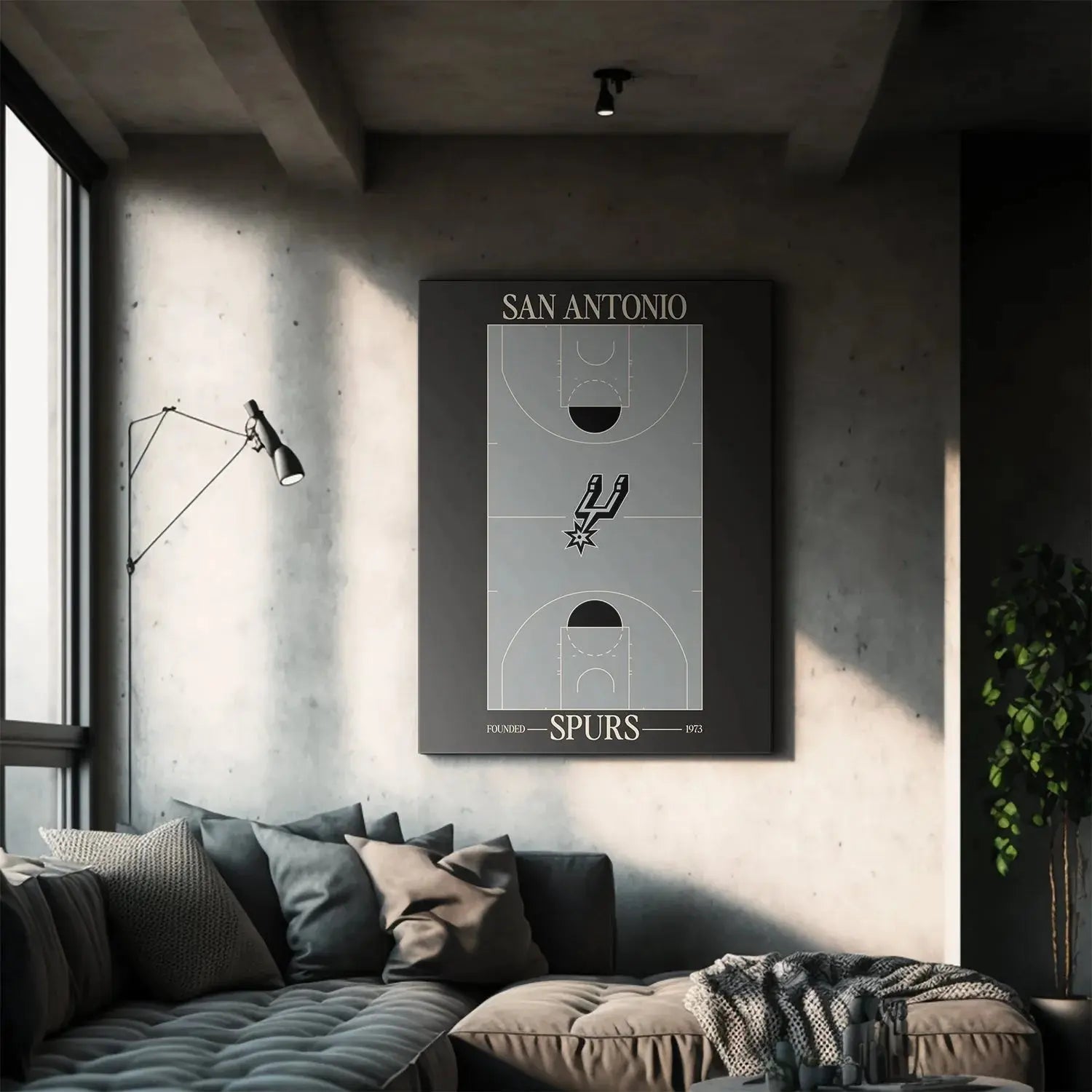 Textured matte finish surface of the Top Court Design - Spurs decorative wall art.