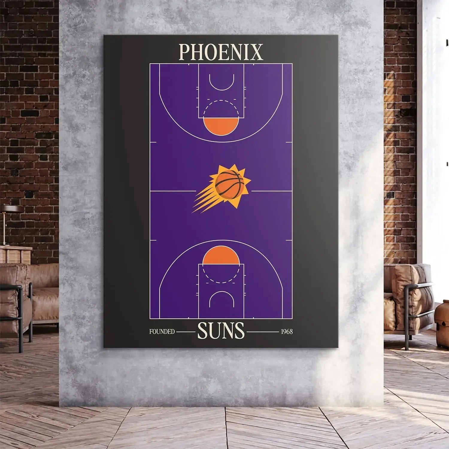 Texture simulation detail highlighting the premium matte finish of the Top Court Design - Suns print material.