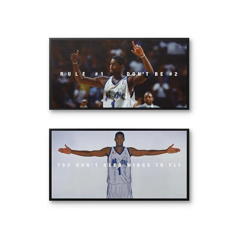 Close-up detail of the celebratory pose in the top canvas of the Tracy McGrady - Set.