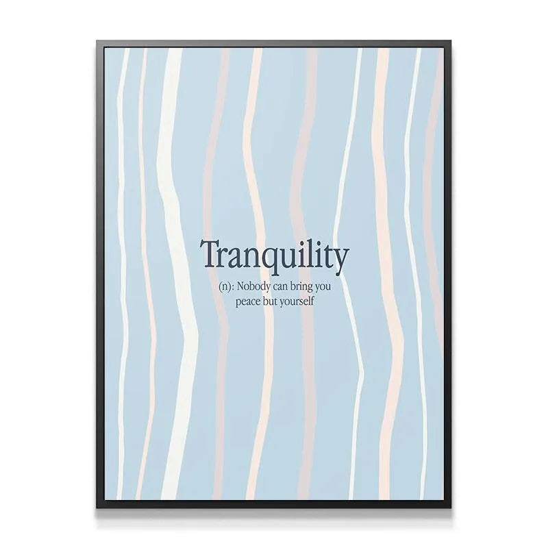 Close-up texture shot of the matte paper quality displaying the word 'Tranquility'.