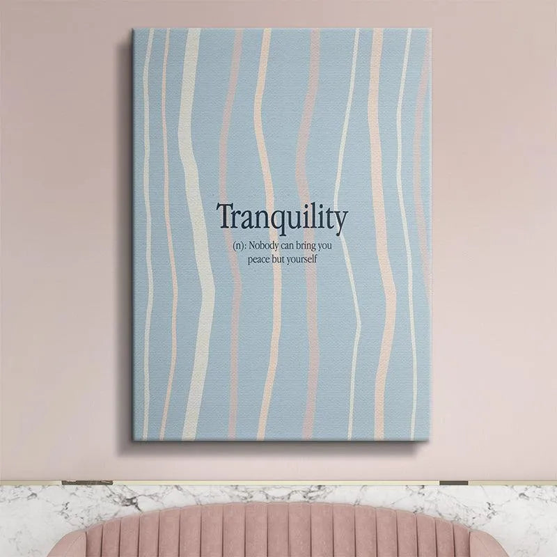 Corner detail of the framed 'Tranquility' print, showing precise printing definition.