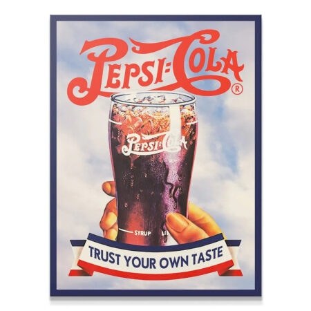 Close-up view of the condensation on the soda glass, emphasizing the refreshing message: Trust Your Own Taste.