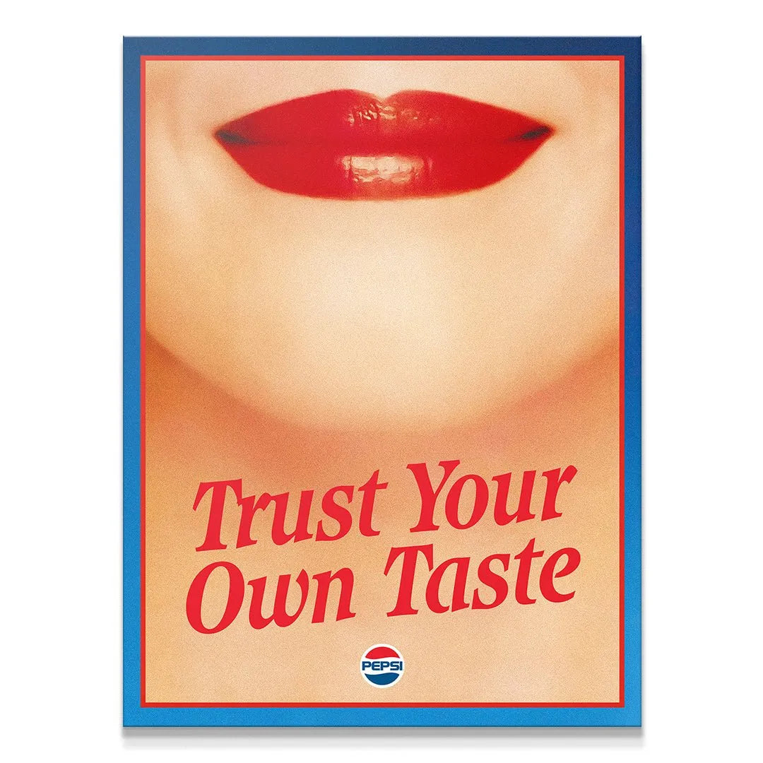 Close-up detail of the glossy red lips featured prominently on the 'Trust Your Own Taste 2' poster print.