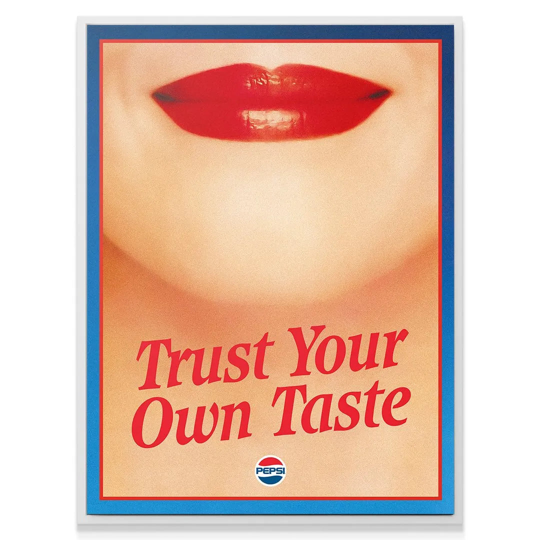 Macro shot revealing the subtle halftone dot texture of the skin tone area in the 'Trust Your Own Taste 2' artwork.