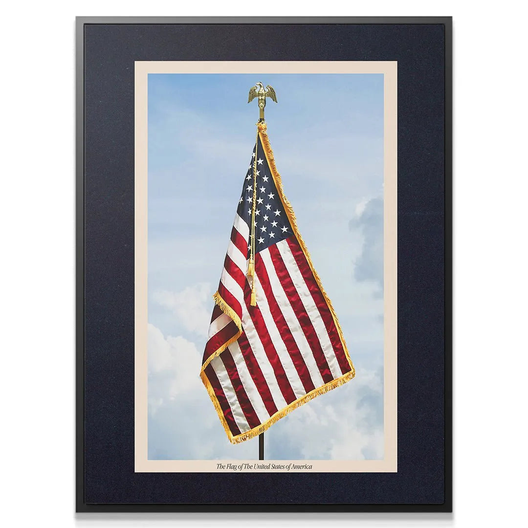 Full matted and bordered view of the American standard featured in the high-quality USA Flag 2 artwork.