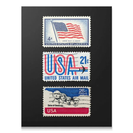 Close-up of the 4¢ flag design vintage USA Postage Stamps detail.