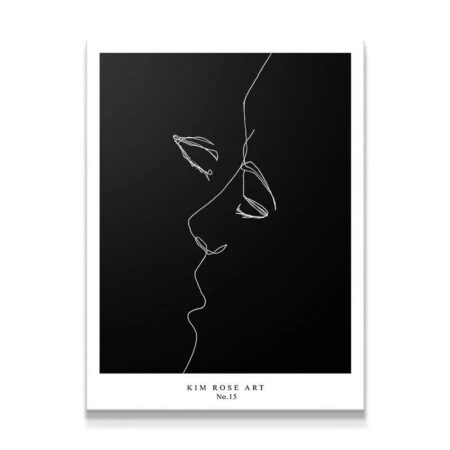 Close-up of facial contours in the Utimo Beso - Black minimalist line art poster.