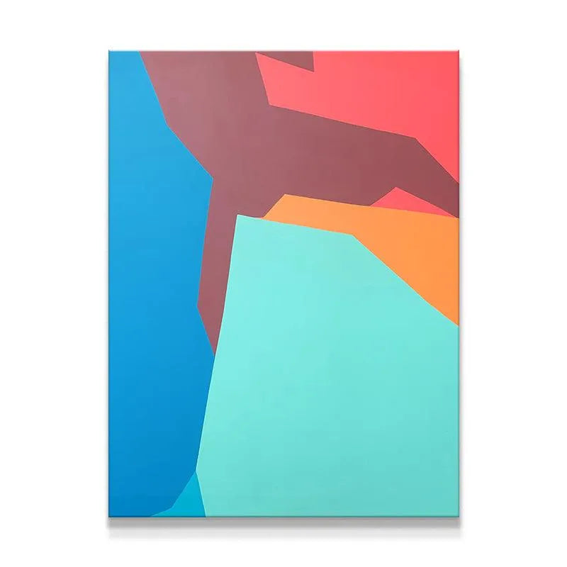 Full vertical view of the abstract geometric painting VANGOGHScave1, showcasing all five primary colors.