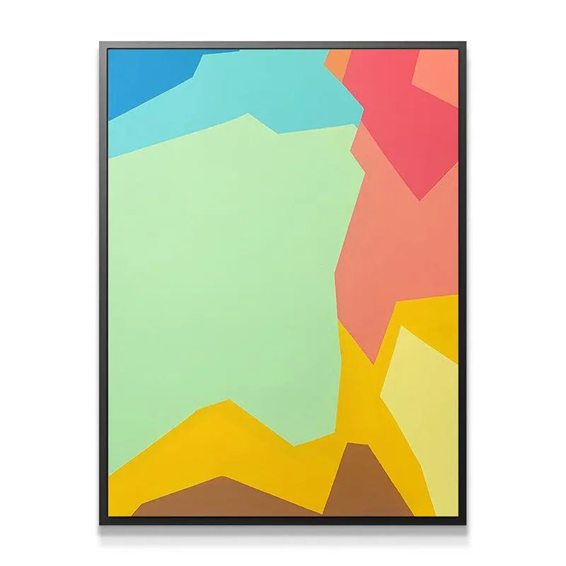 Close-up detail of the bright mint green and teal blue shapes within the VANGOGHScliff1 artwork.