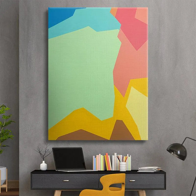 Cropped image highlighting the warm yellow, brown, and coral color blocks of VANGOGHScliff1.