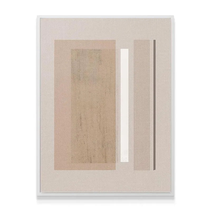 Detail shot of the crisp white vertical line contrasting the 'Velvet Beige' neutral tones.