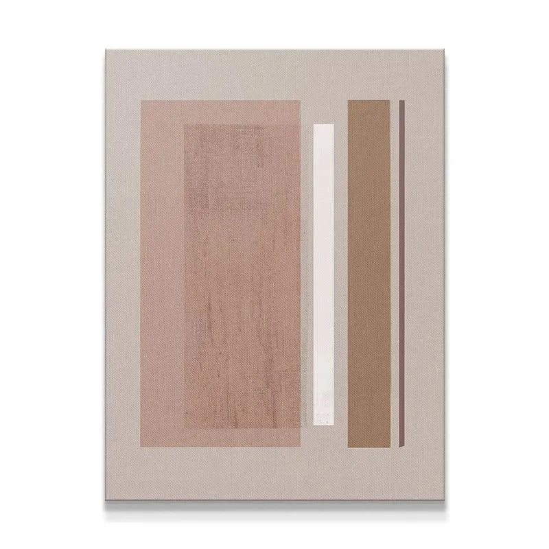 Full view of the geometric abstract canvas art featuring the signature Velvet Pink block.