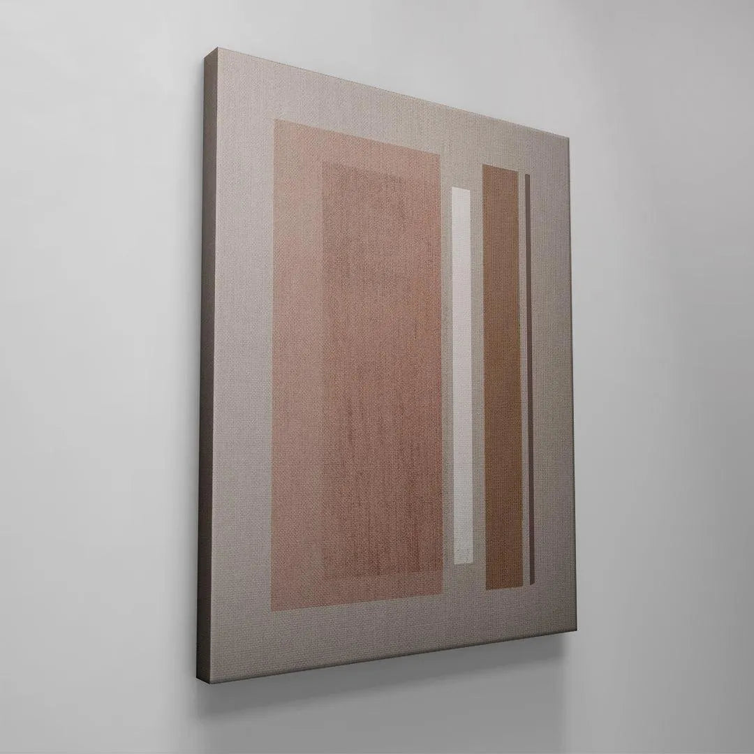 Abstract pattern featuring the dusty rose hue identified as Velvet Pink against taupe and brown stripes.