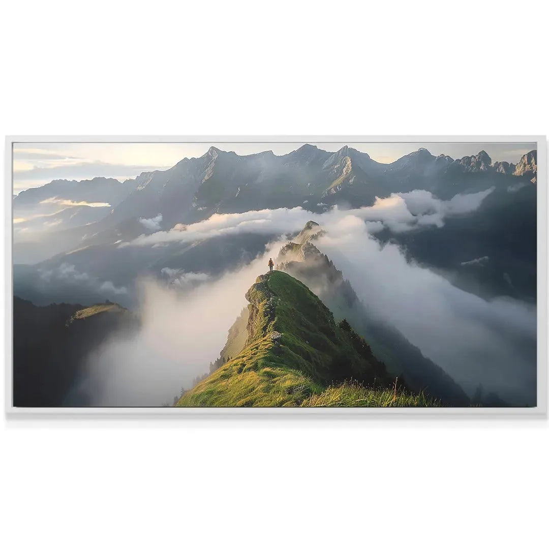 Inspirational lifestyle image of the print hanging above a minimalist office desk to guide Your Future decisions.